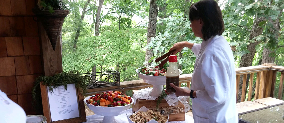 Wedding catering with fresh fruit and salad